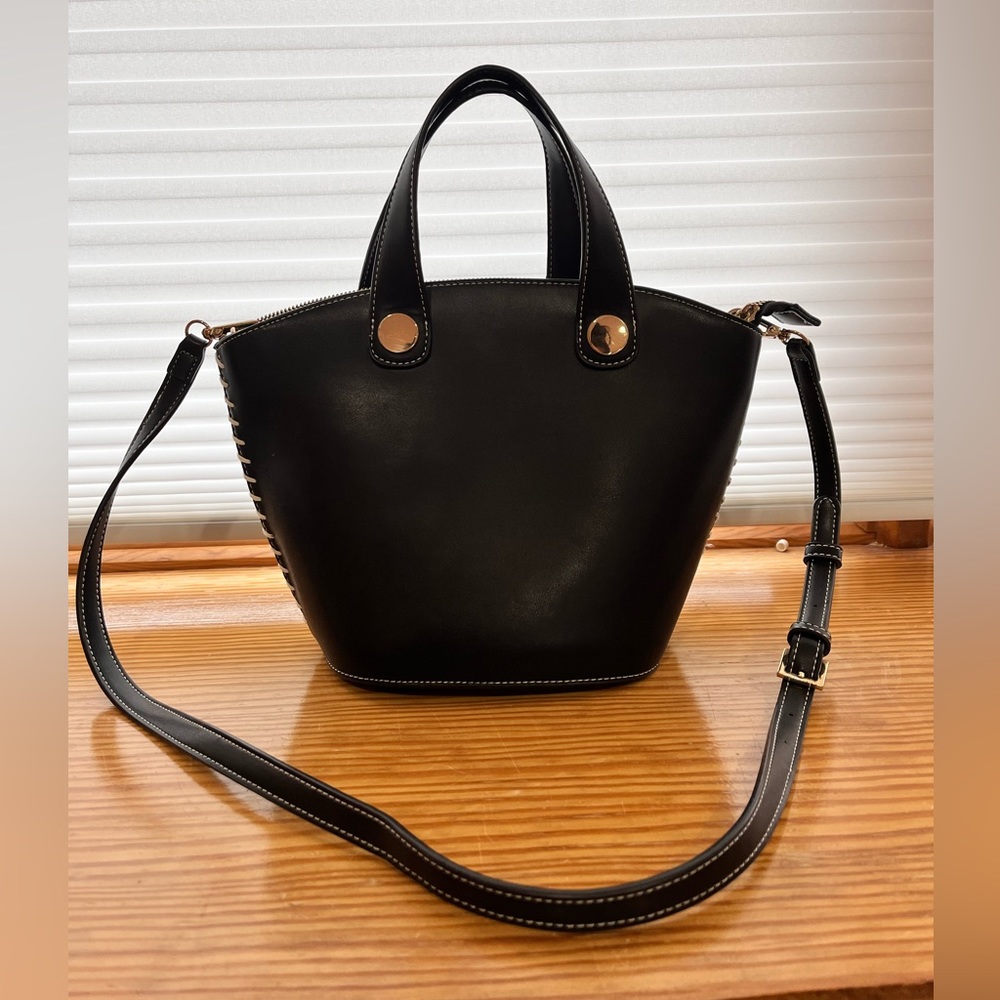Black leather Zara handbag